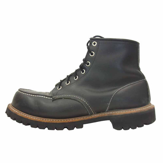 RED WING レッドウィング 刺繍羽タグ モックトゥ ビブラムソール ブーツ ブラック系【中古】