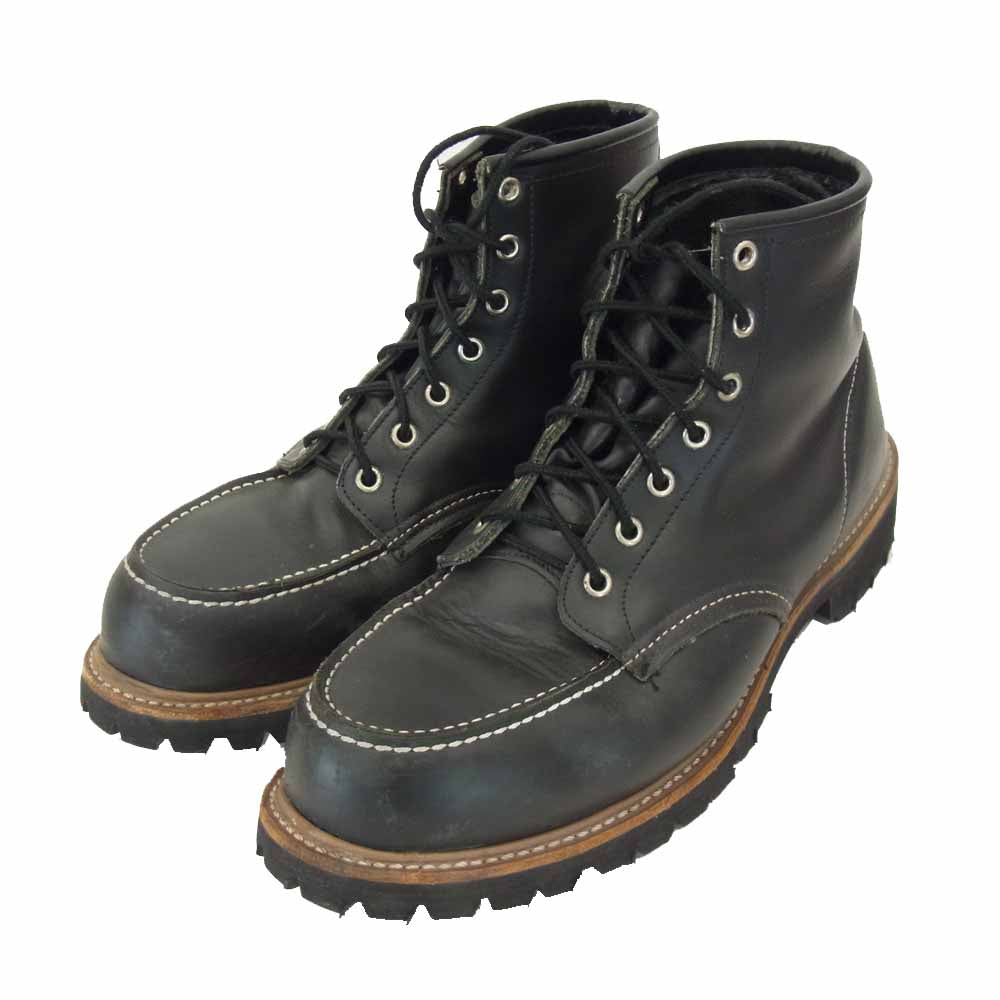 RED WING レッドウィング 刺繍羽タグ モックトゥ ビブラムソール ブーツ ブラック系【中古】