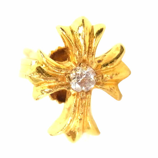 CHROME HEARTS クロムハーツ（原本無） 22K CHクロススタッド 1ダイヤ ピアス ゴールド系【中古】