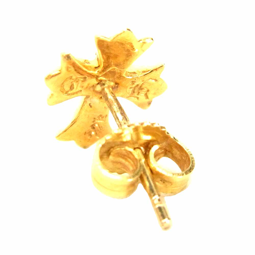 CHROME HEARTS クロムハーツ（原本無） 22K CHクロススタッド 1ダイヤ ピアス ゴールド系【中古】