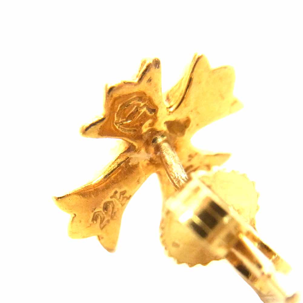 CHROME HEARTS クロムハーツ（原本無） 22K CHクロススタッド 1ダイヤ ピアス ゴールド系【中古】