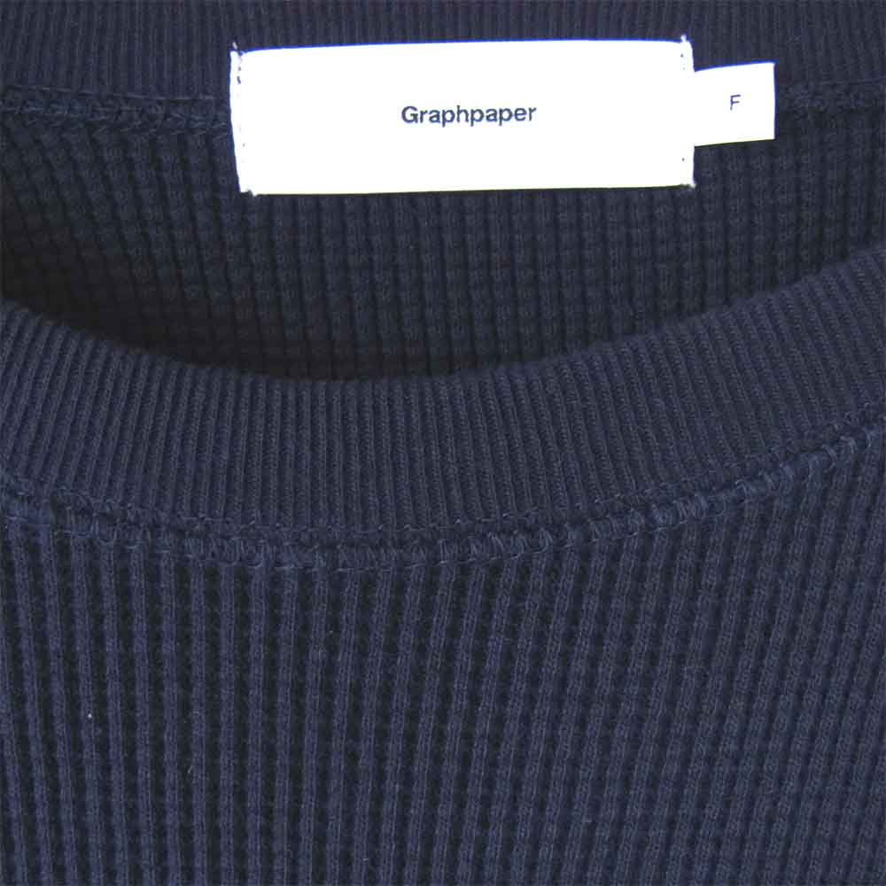GRAPHPAPER グラフペーパー GM211-70139B WAFFLE L/S TEE ロング スリーブ Tシャツ ネイビー系 F【中古】
