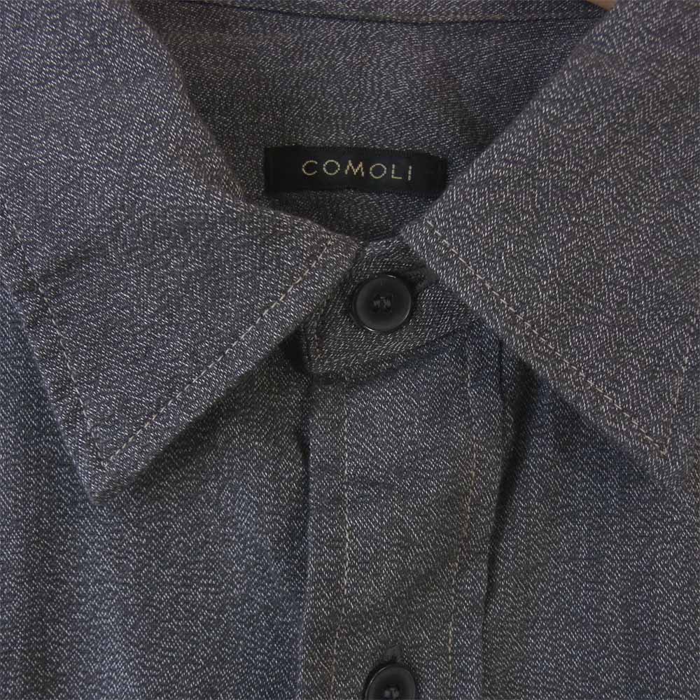 COMOLI コモリ T01-02017 ヨリ杢 シャツ ダークグレー系 4【新古品】【未使用】【中古】