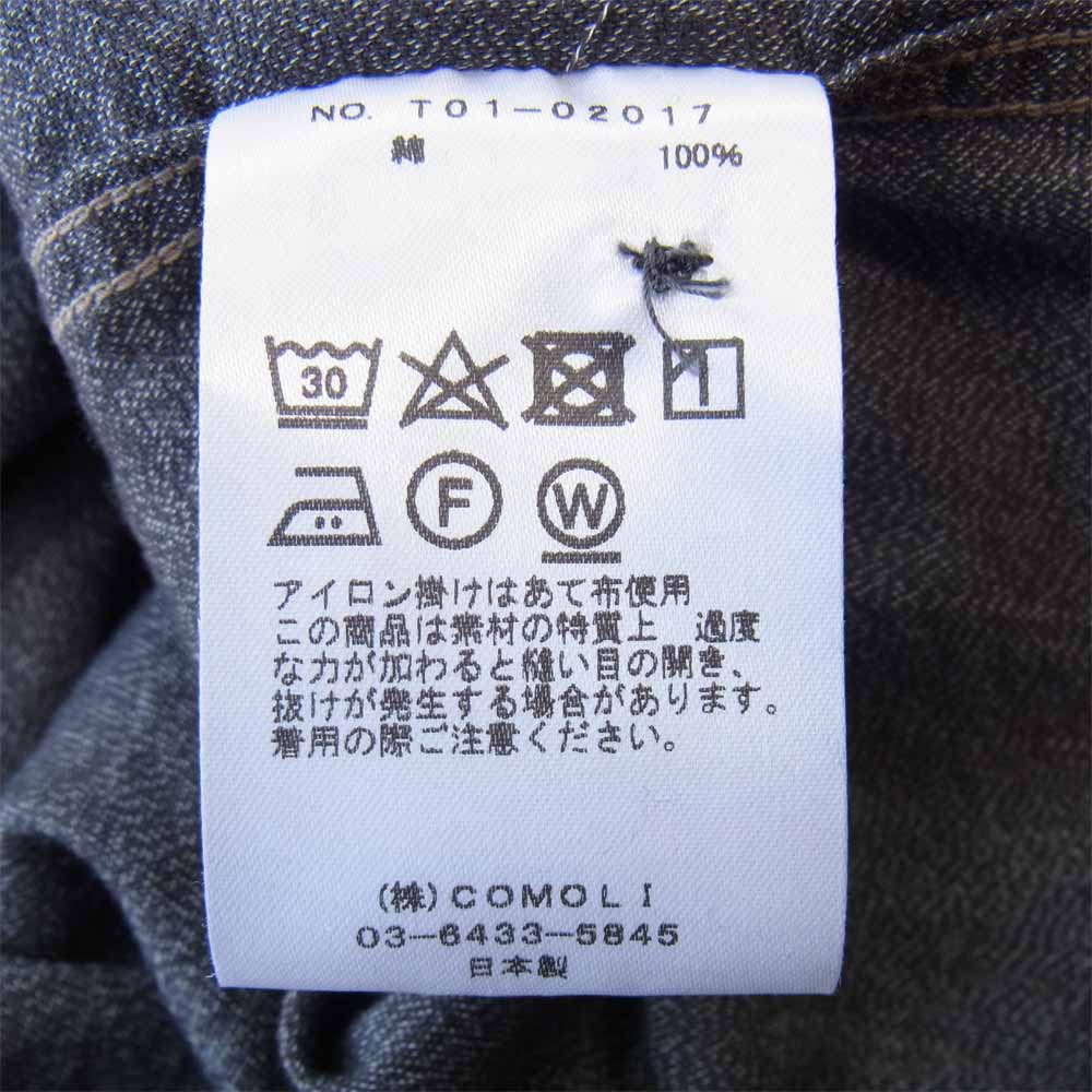 COMOLI コモリ T01-02017 ヨリ杢 シャツ ダークグレー系 4【新古品】【未使用】【中古】