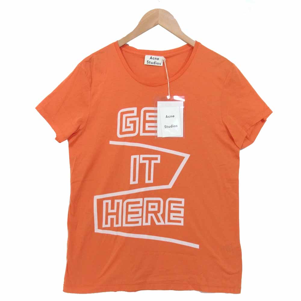ACNE STUDIOS アクネストゥディオズ GET IT HERE プリント Tシャツ オレンジ系 XS【新古品】【未使用】【中古】