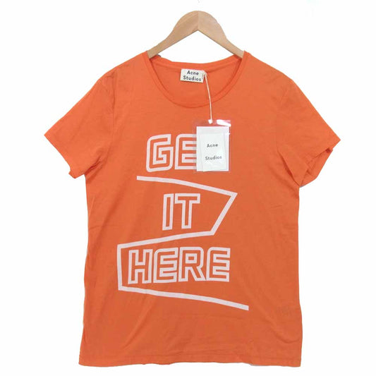 ACNE STUDIOS アクネストゥディオズ GET IT HERE プリント Tシャツ オレンジ系 XS【新古品】【未使用】【中古】