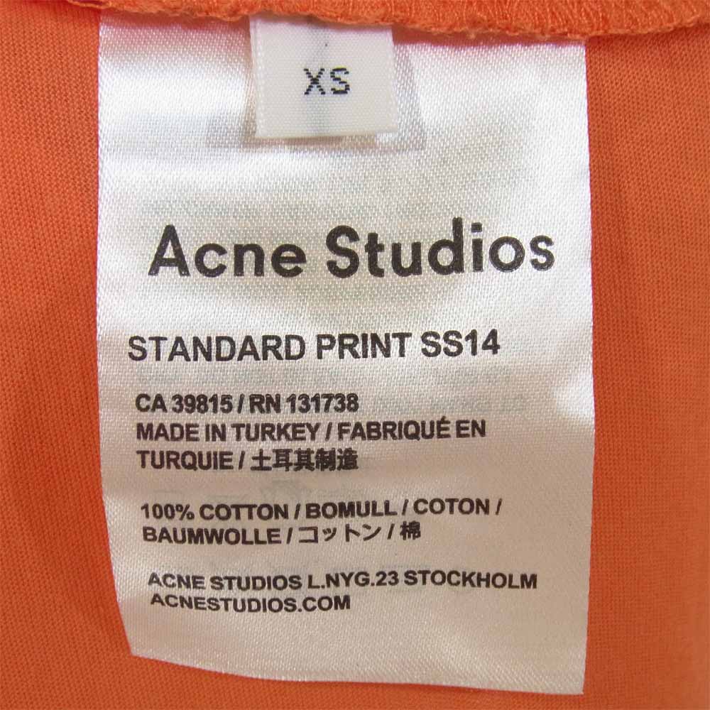 ACNE STUDIOS アクネストゥディオズ GET IT HERE プリント Tシャツ オレンジ系 XS【新古品】【未使用】【中古】
