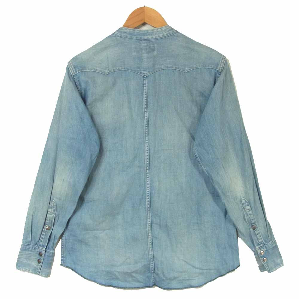 UNUSED アンユーズド 8oz Denim Western Shirt デニム ウエスタン ノーカラー 長袖 シャツ インディゴブルー系 2【中古】