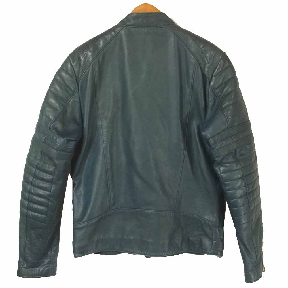 UNUSED アンユーズド US0498 中綿 シンサレート カウレザー セミダブル ライダース ジャケット ブルー系 2【中古】