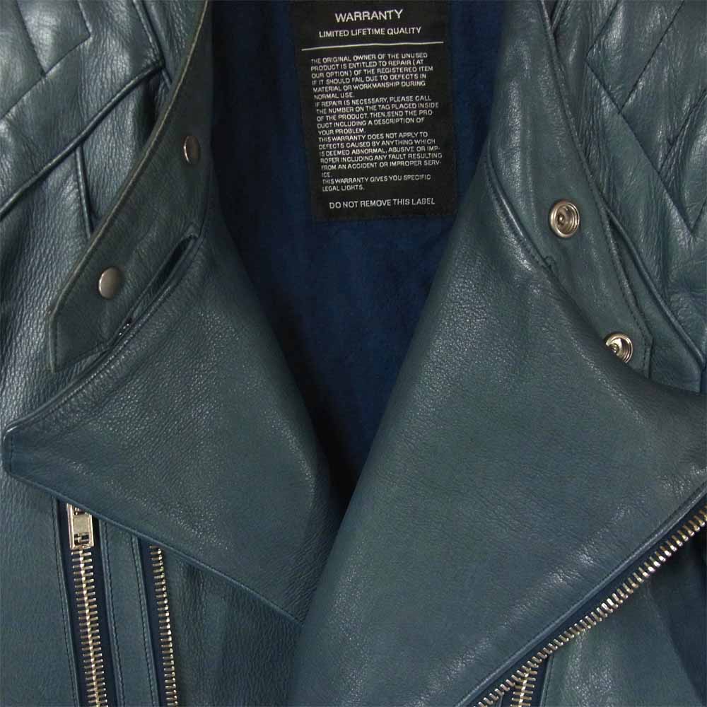 UNUSED アンユーズド US0498 中綿 シンサレート カウレザー セミダブル ライダース ジャケット ブルー系 2【中古】