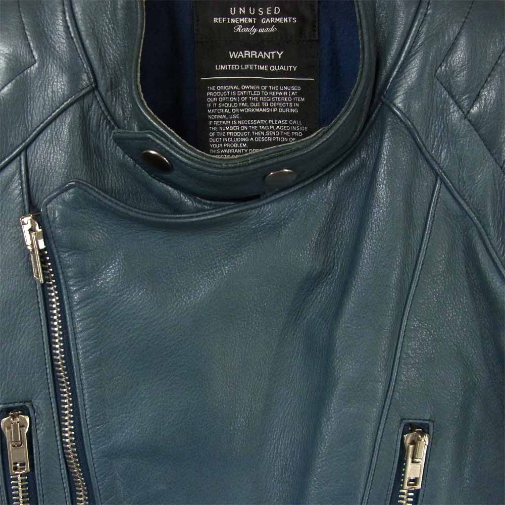 UNUSED アンユーズド US0498 中綿 シンサレート カウレザー セミダブル ライダース ジャケット ブルー系 2【中古】
