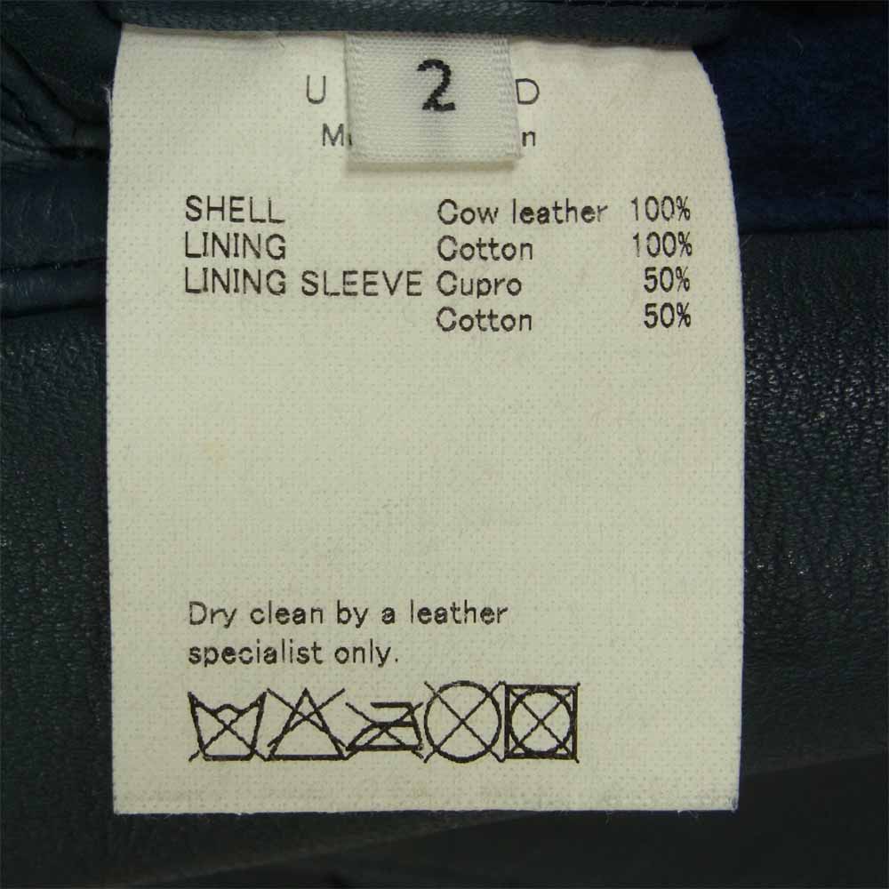 UNUSED アンユーズド US0498 中綿 シンサレート カウレザー セミダブル ライダース ジャケット ブルー系 2【中古】