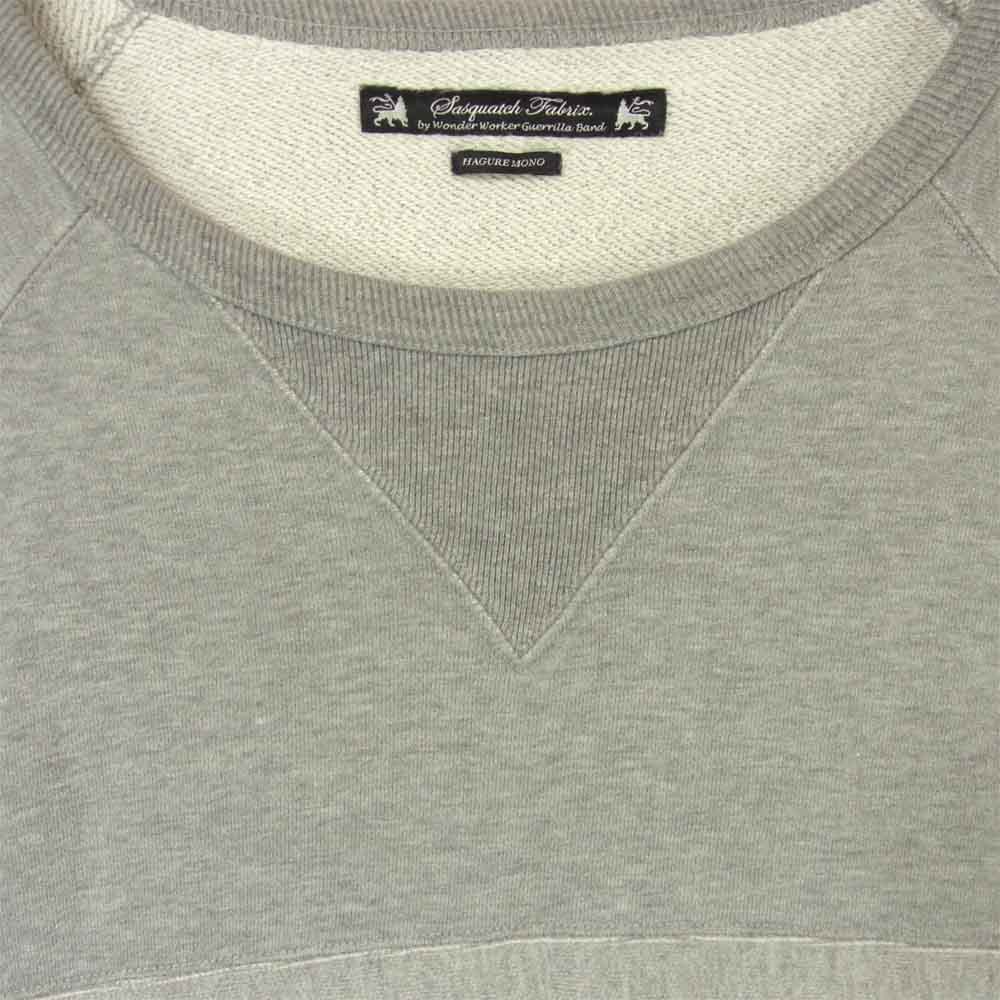 SASQUATCHfabrix. サスクワァッチファブリックス 14SS-CSS-001 WAR IS OVER SWEAT 三角パッチ スウェット グレー系 L【中古】