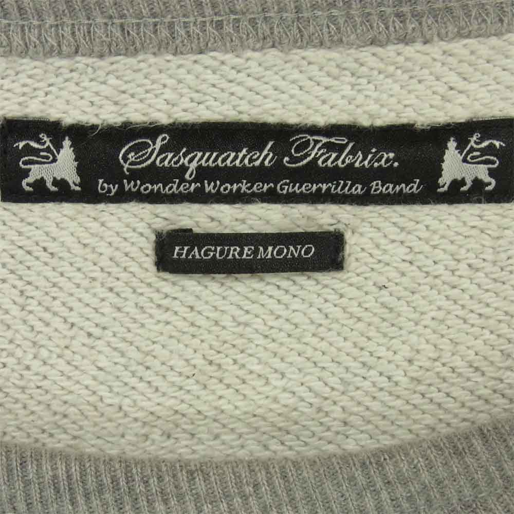 SASQUATCHfabrix. サスクワァッチファブリックス 14SS-CSS-001 WAR IS OVER SWEAT 三角パッチ スウェット グレー系 L【中古】