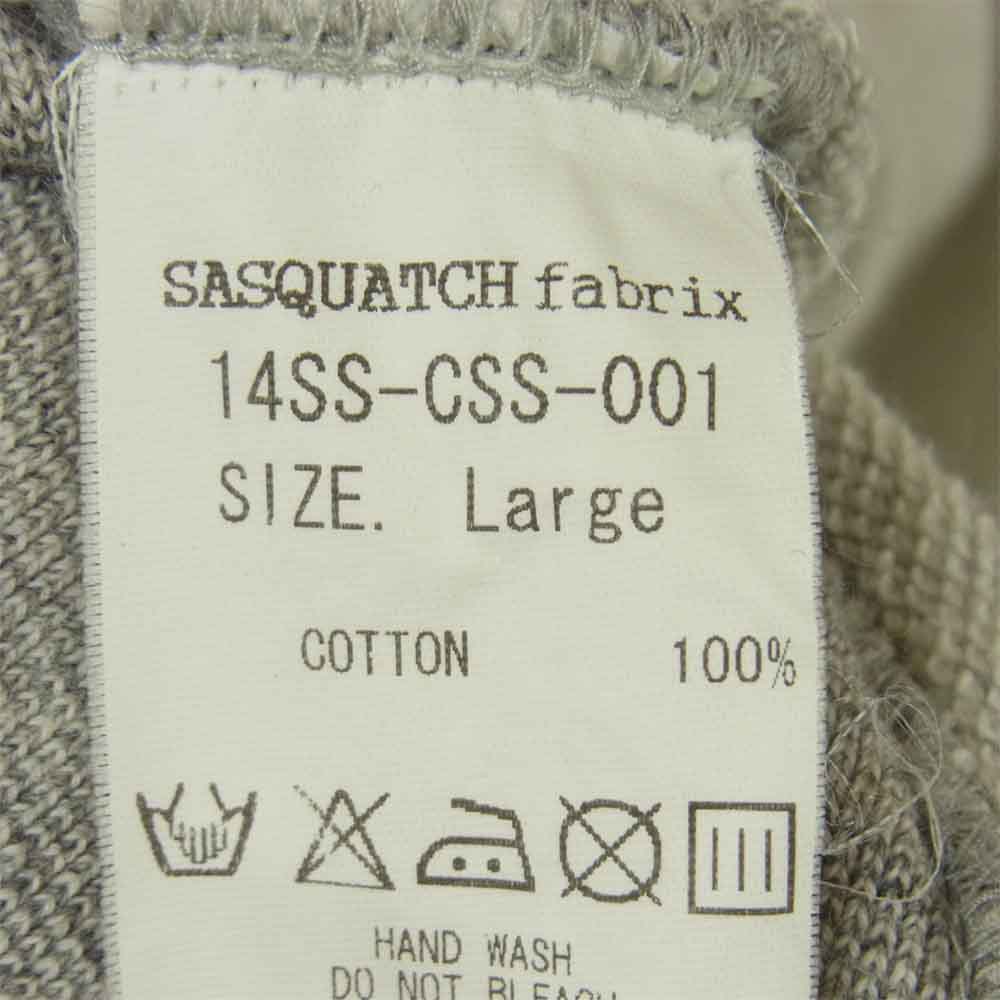 SASQUATCHfabrix. サスクワァッチファブリックス 14SS-CSS-001 WAR IS OVER SWEAT 三角パッチ スウェット グレー系 L【中古】