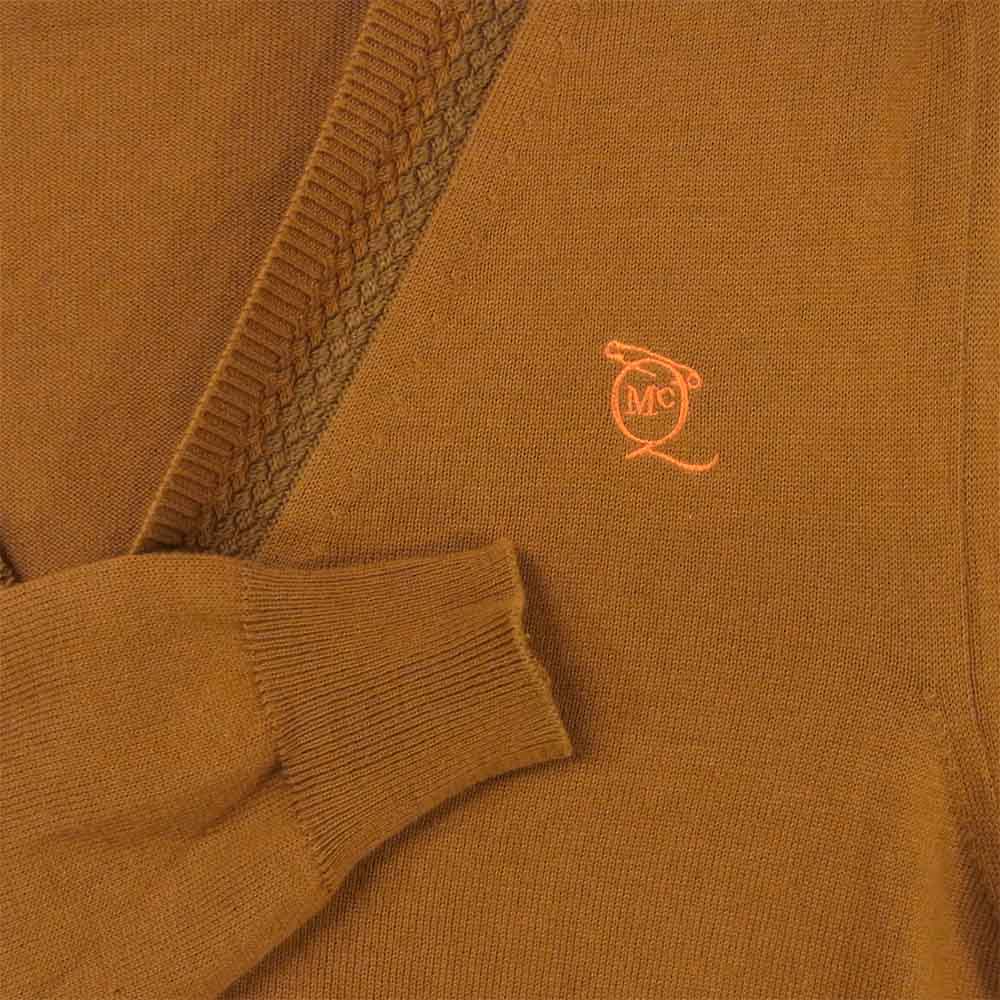 McQ マックキュー ロゴ 刺繍 カーディガン コットン ウール トルコ製 ブラウン系 S【中古】