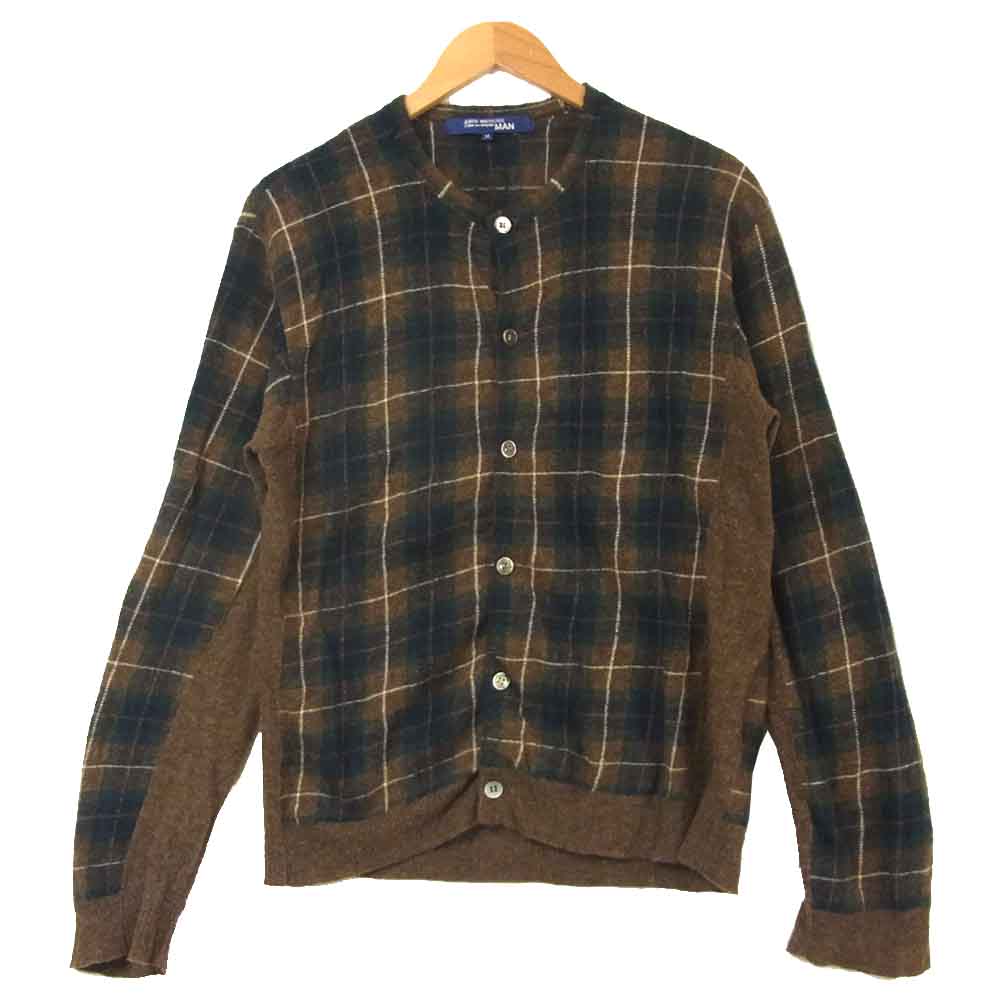 JUNYA WATANABE COMME des GARCONS MAN ジュンヤワタナベコムデギャルソンマン WG-N025 チェック スタンドカラー カーディガン ブラウン系 M【中古】