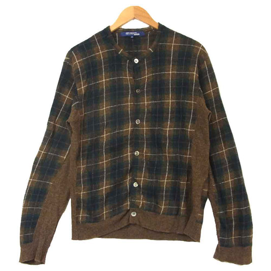 JUNYA WATANABE COMME des GARCONS MAN ジュンヤワタナベコムデギャルソンマン WG-N025 チェック スタンドカラー カーディガン ブラウン系 M【中古】