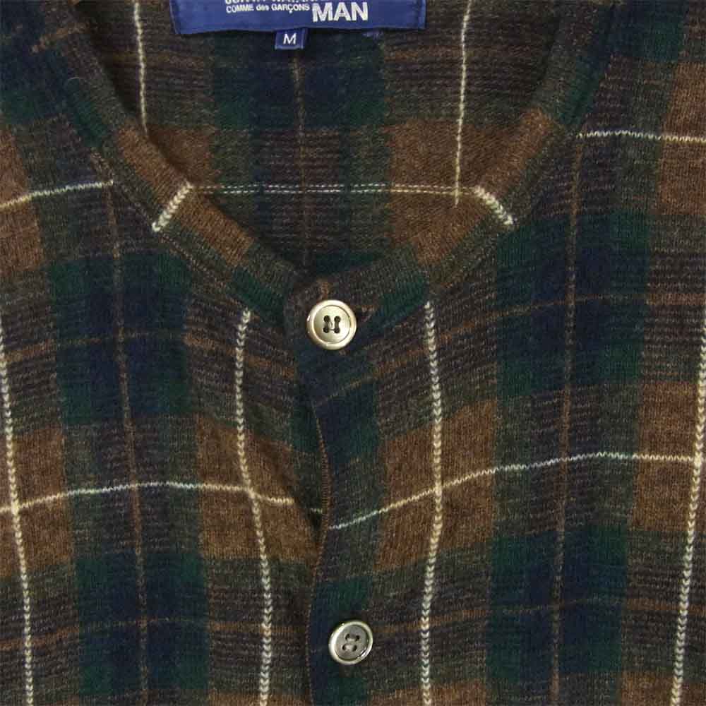 JUNYA WATANABE COMME des GARCONS MAN ジュンヤワタナベコムデギャルソンマン WG-N025 チェック スタンドカラー カーディガン ブラウン系 M【中古】