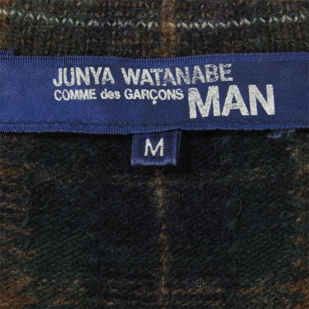 JUNYA WATANABE COMME des GARCONS MAN ジュンヤワタナベコムデギャルソンマン WG-N025 チェック スタンドカラー カーディガン ブラウン系 M【中古】