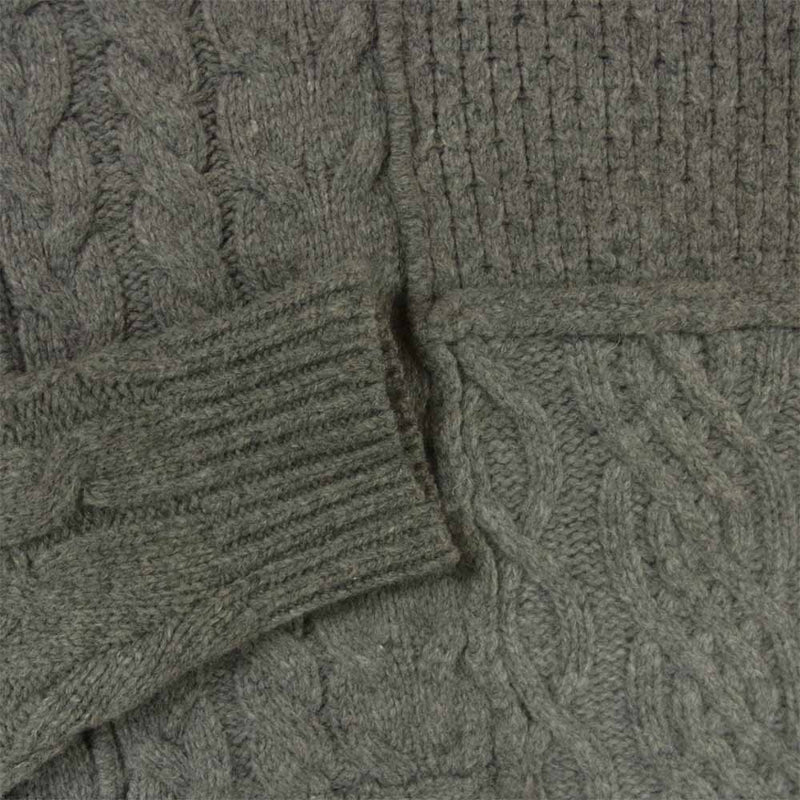 クラネ オム 21106-0851 PATCHWORK CABLE KNIT パッチワーク ケーブル編み クルーネック ウール ニット グレー系 2【中古】