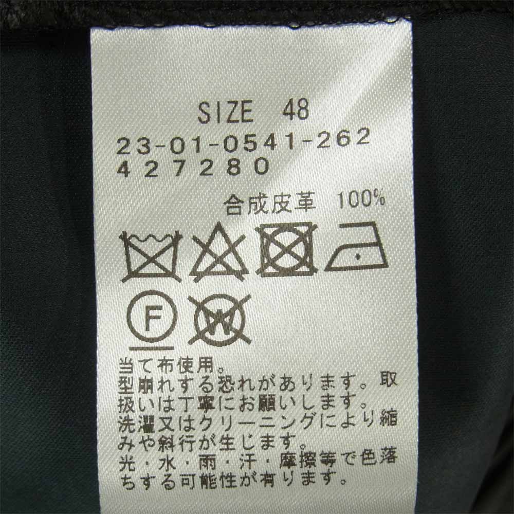 タキャシ 20SS フェイクレザー オープンカラー 半袖 シャツ 日本製 ブラック系 48【美品】【中古】