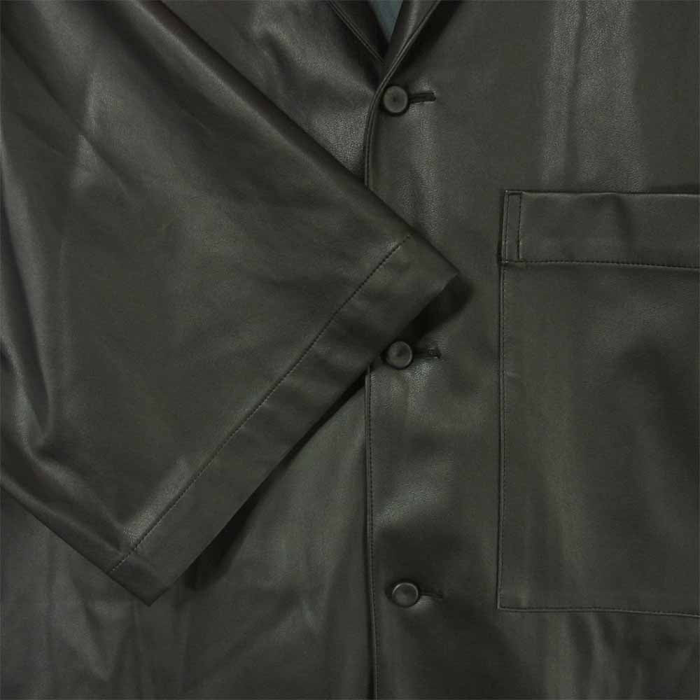 タキャシ 20SS フェイクレザー オープンカラー 半袖 シャツ 日本製 ブラック系 48【美品】【中古】