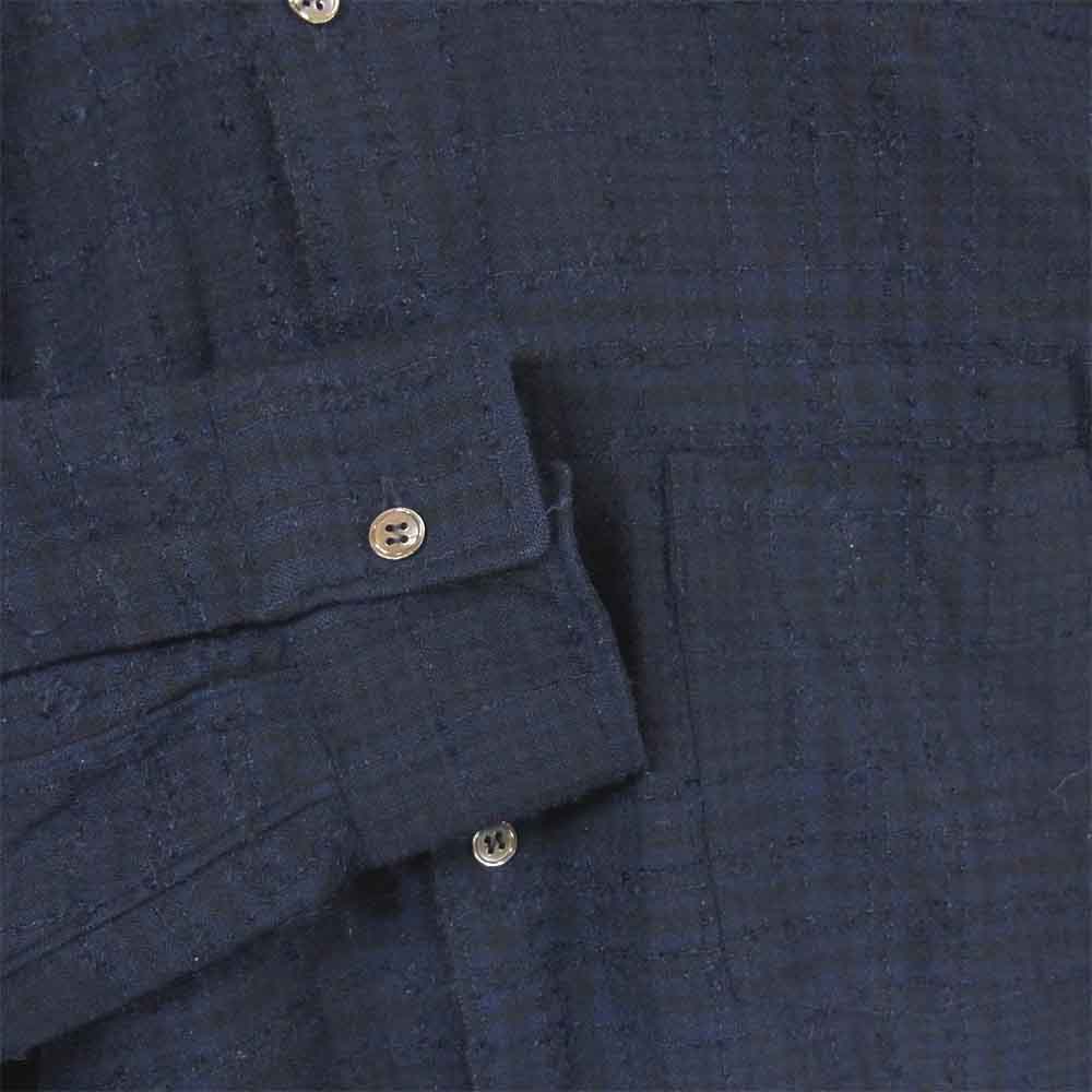 COMME des GARCONS コムデギャルソン W11156 SHIRT ウール モヘヤ チェック 長袖 シャツ フランス製 ネイビー系 S【美品】【中古】