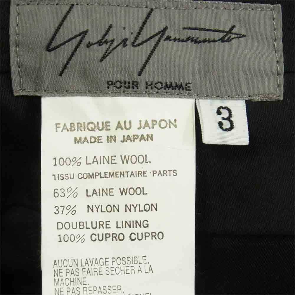 Yohji Yamamoto ヨウジヤマモト HX-P56-118 Pour Homme プールオム サイドライン ストライプ パンツ ブラック系 3【中古】