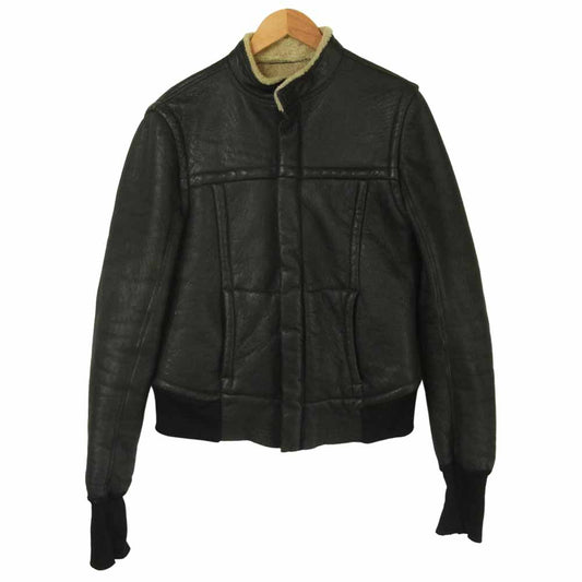 Rick Owens リックオウエンス 国内正規品 リアル ムートン レザー ジャケット イタリア製 ブラック系 S【中古】