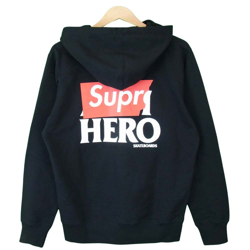 Supreme シュプリーム 14SS ANTI HERO アンタイヒーロー Zip Up Sweatshirt ブラック系 レッド系 M【中古】