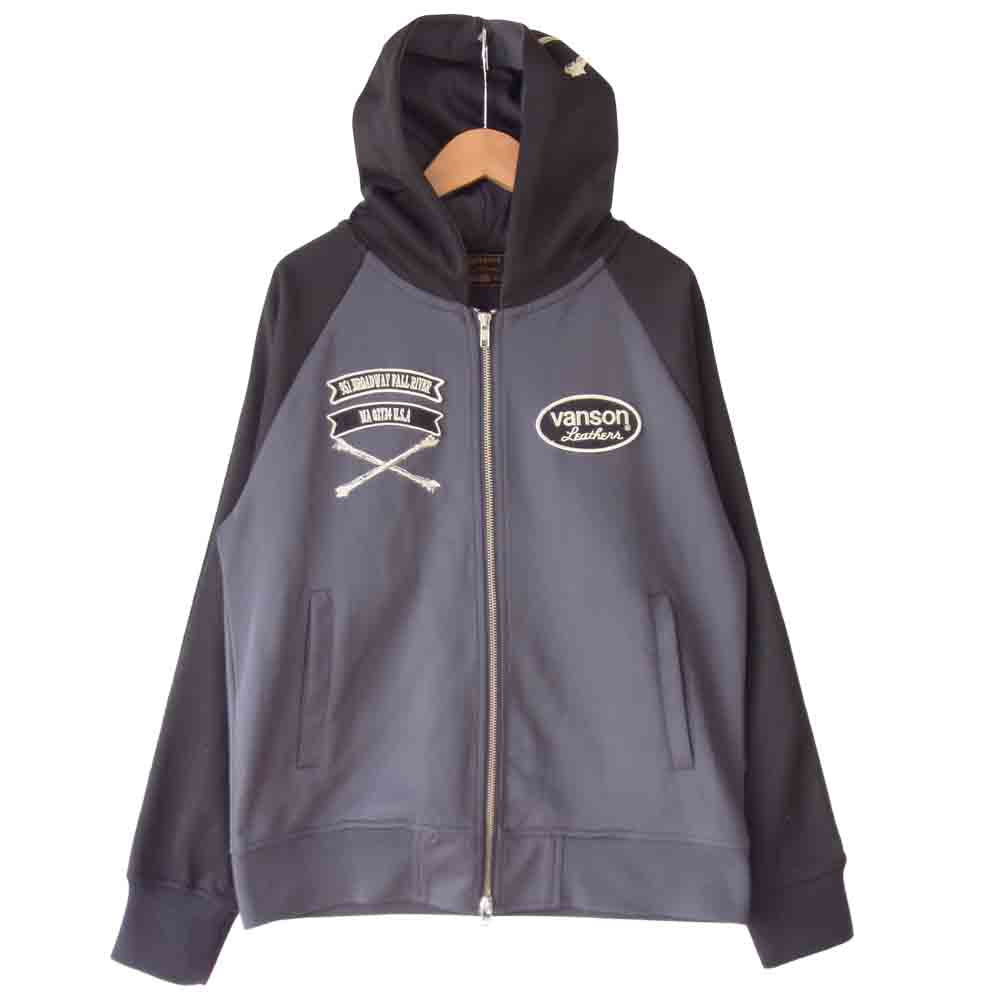 VANSON バンソン ジャージ ジャケット 黒×グレー M【中古】