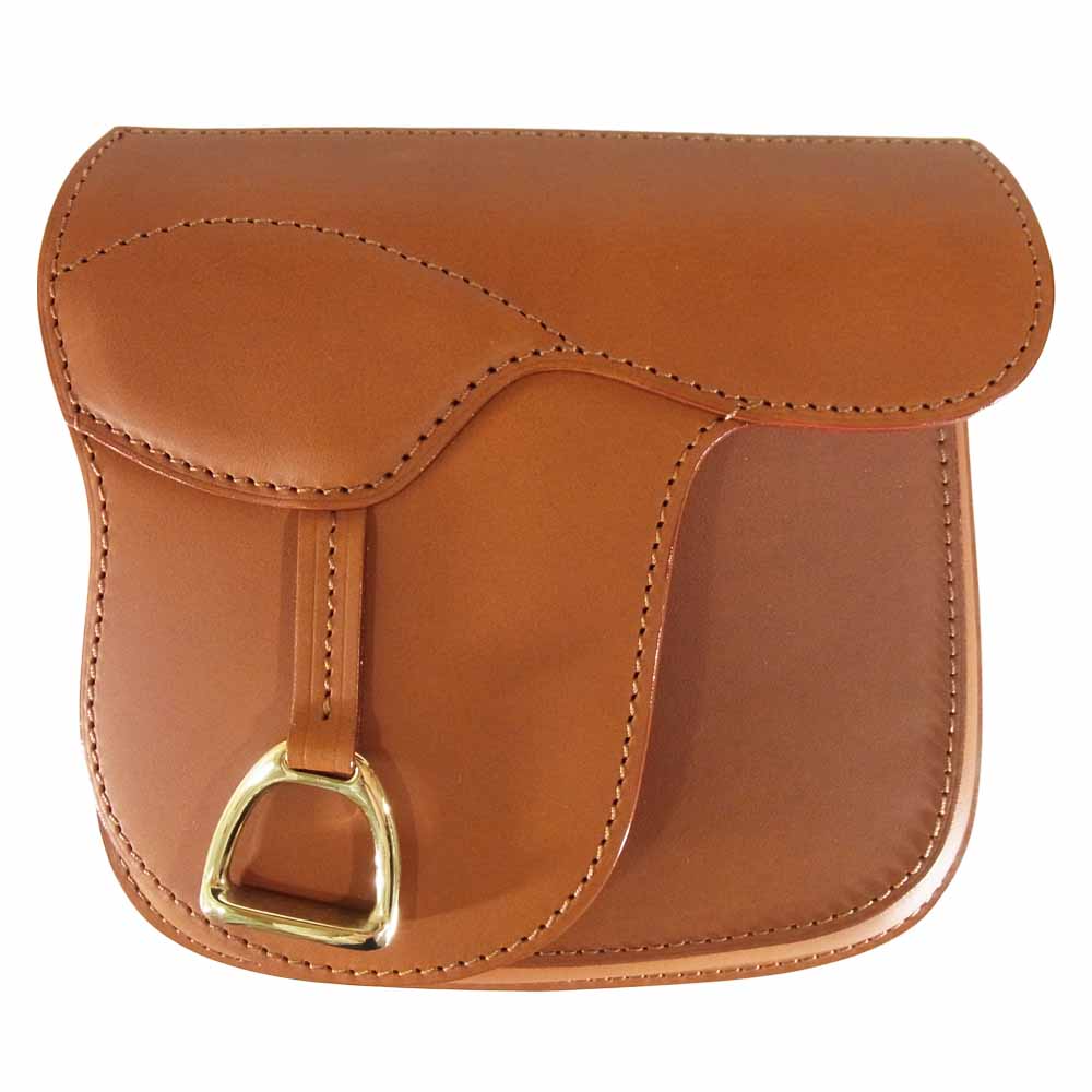 鞄いたがき 鞍 ポシェット 2way レザー ショルダー バッグ ブラウン系【新古品】【未使用】【中古】