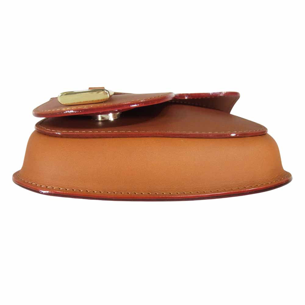 鞄いたがき 鞍 ポシェット 2way レザー ショルダー バッグ ブラウン系【新古品】【未使用】【中古】