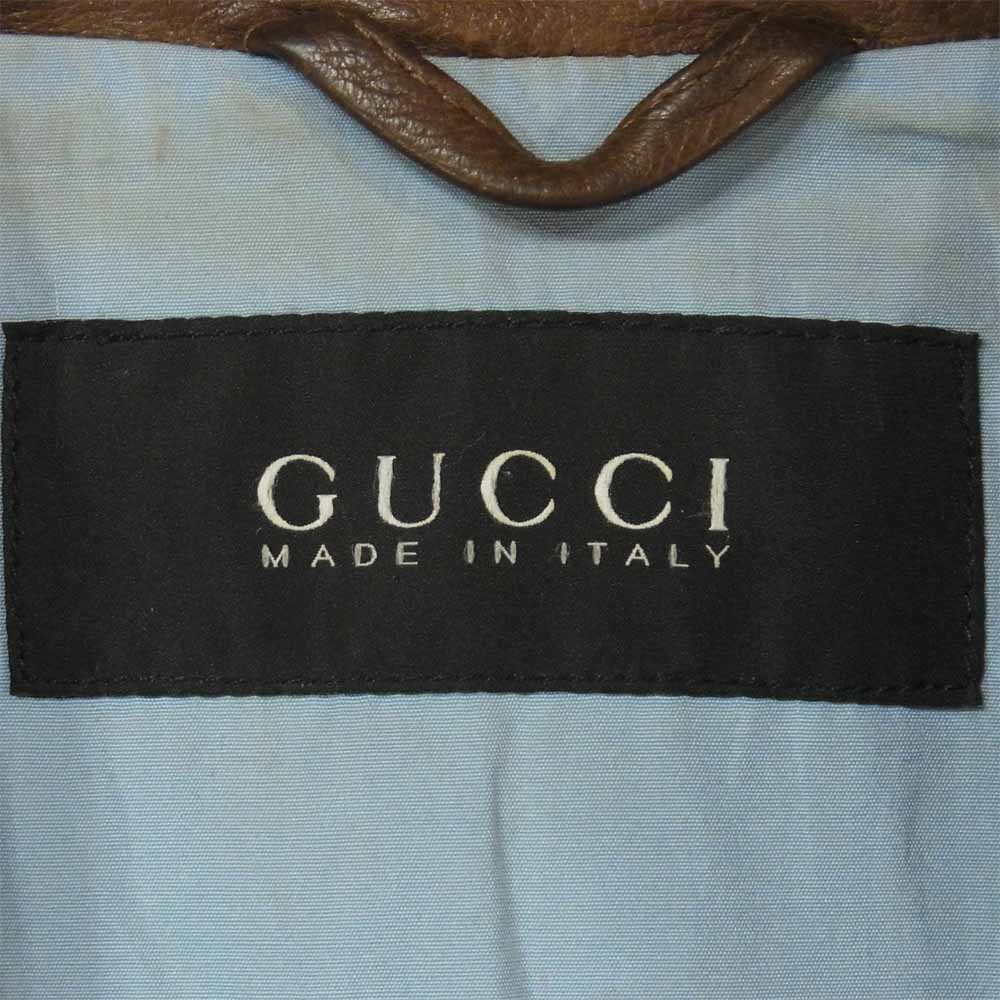 GUCCI グッチ 216806 XW235 国内正規品 レザー ワッペン ブルゾン 牛革 イタリア製 ブラウン系 44【中古】