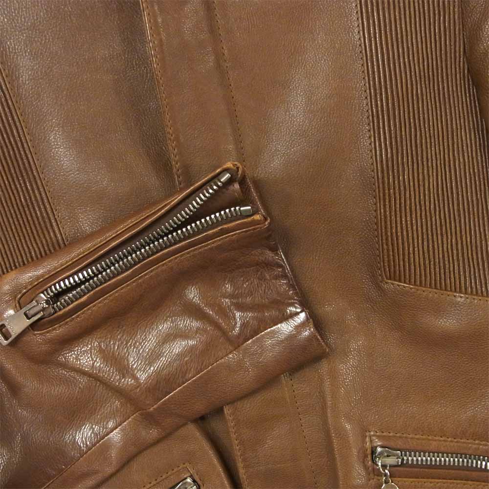 GUCCI グッチ 216806 XW235 国内正規品 レザー ワッペン ブルゾン 牛革 イタリア製 ブラウン系 44【中古】