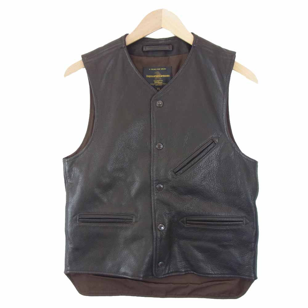 Engineered Garments エンジニアードガーメンツ Golden Bear ゴールデンベア カウレザー ベスト ダークブラウン系 XS【中古】