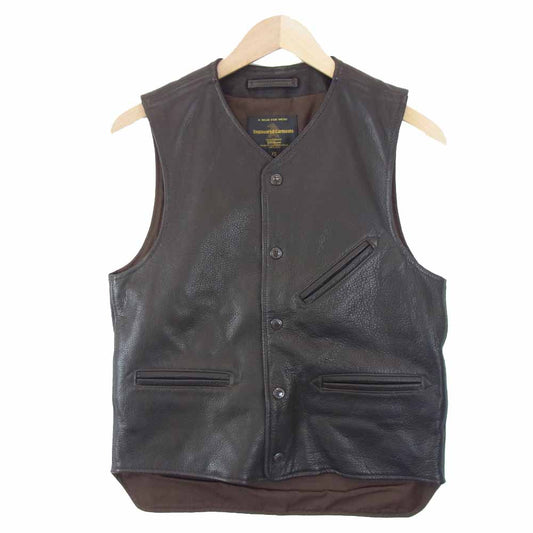 Engineered Garments エンジニアードガーメンツ Golden Bear ゴールデンベア カウレザー ベスト ダークブラウン系 XS【中古】