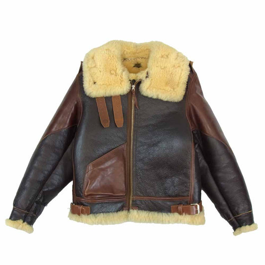 The REAL McCOY'S ザリアルマッコイズ  B3 ムートン レザー ジャケット ダークブラウン系 38【中古】