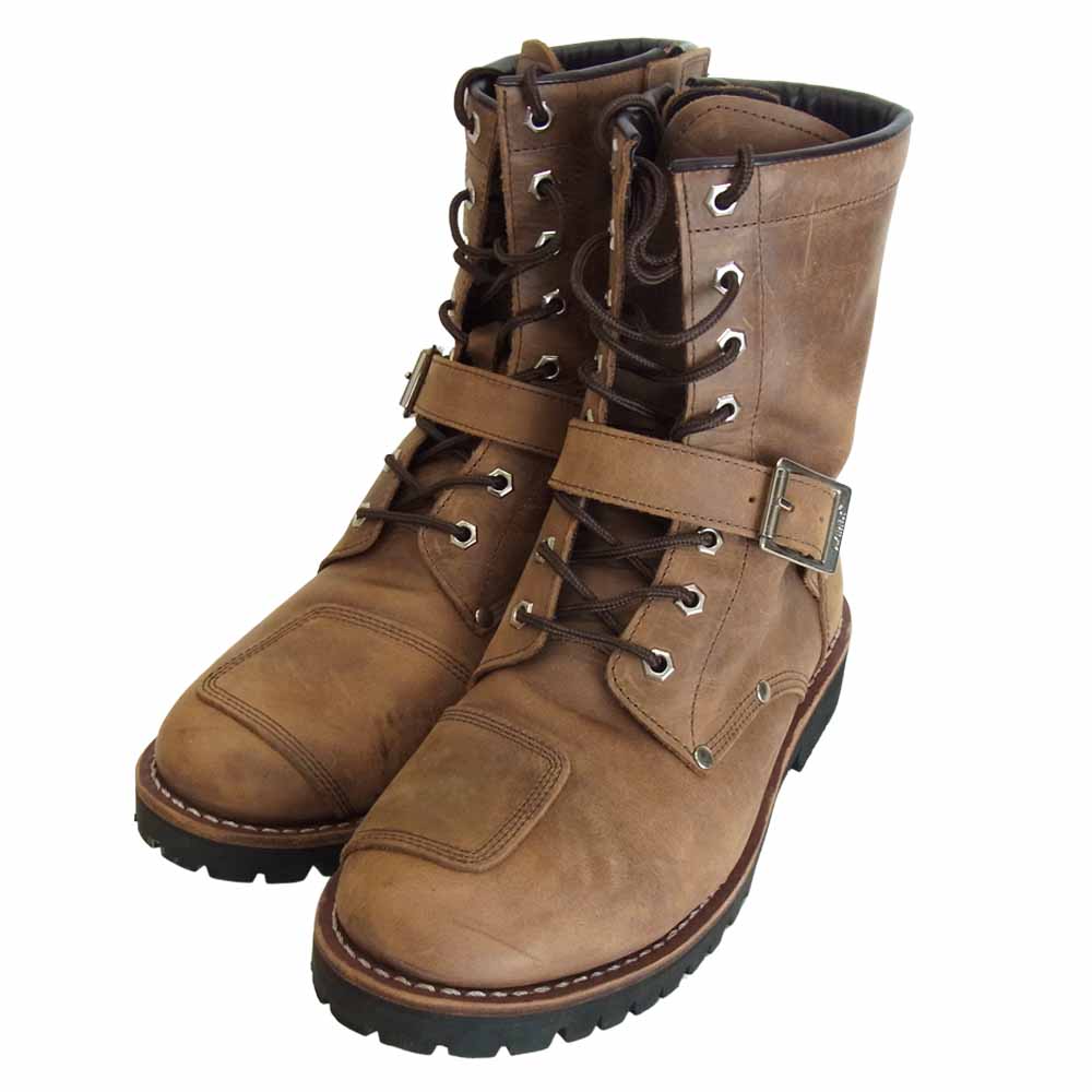 AVIREX アヴィレックス 2100 Yamato Lace-Up Motorcycle Boots ヤマト サイドジップ レザー バイカー ブーツ ブラウン系 28.0cm【中古】