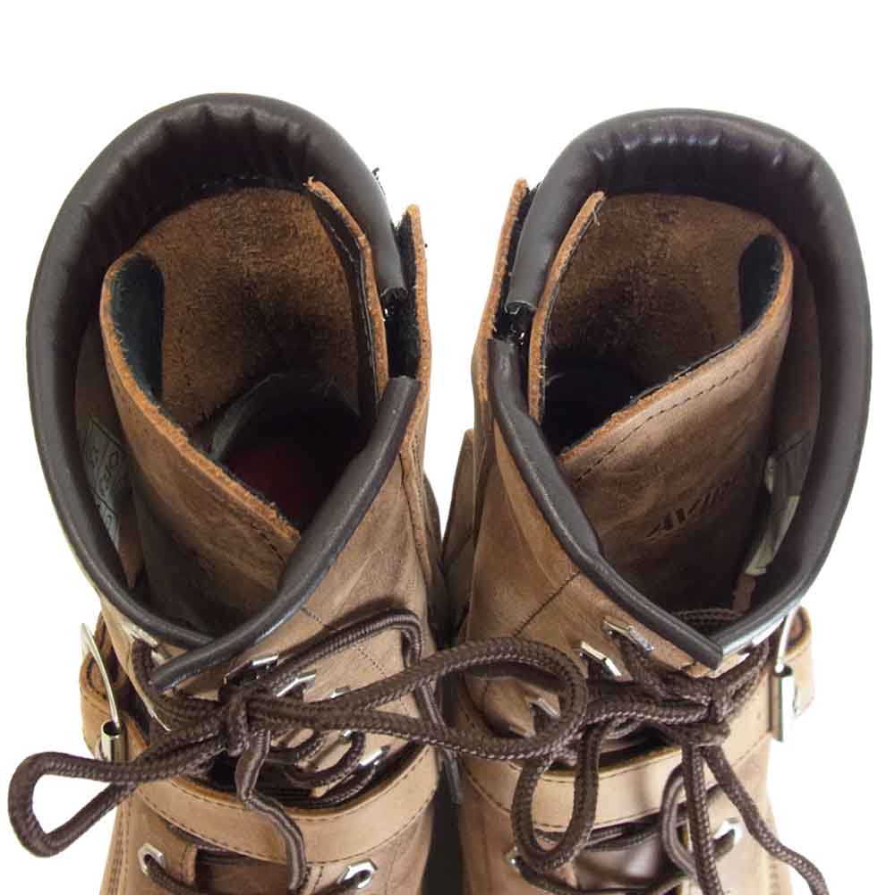 AVIREX アヴィレックス 2100 Yamato Lace-Up Motorcycle Boots ヤマト サイドジップ レザー バイカー ブーツ ブラウン系 28.0cm【中古】