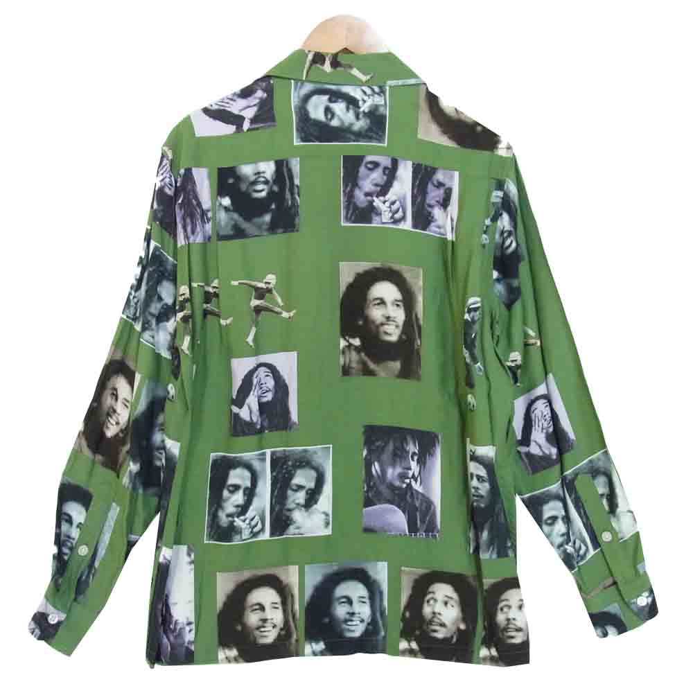 WACKO MARIA ワコマリア 18AW BOB MARLEY HAWAIIAN SHIRT ボブマーリー アロハ ハワイアン プリント シャツ グリーン系 M【美品】【中古】