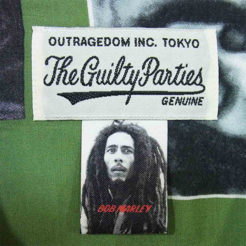 WACKO MARIA ワコマリア 18AW BOB MARLEY HAWAIIAN SHIRT ボブマーリー アロハ ハワイアン プリント シャツ グリーン系 M【美品】【中古】