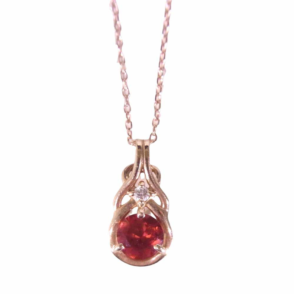 ミルフローラ 10K PG ピンクゴールド ネックレス ペンダント ピンク ゴールド系【中古】
