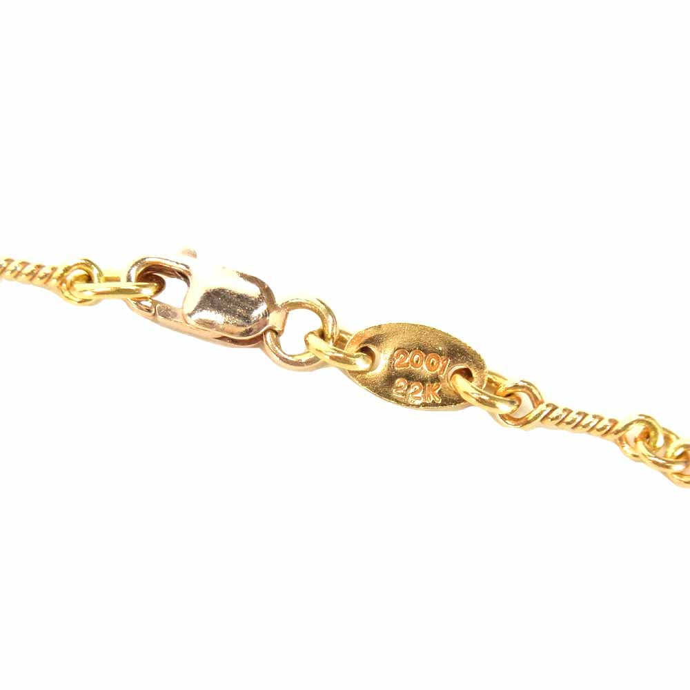 CHROME HEARTS クロムハーツ（原本有） 22K NECKCHAIN T18 ツイスト チェーン 18インチ ゴールド系【美品】【中古】