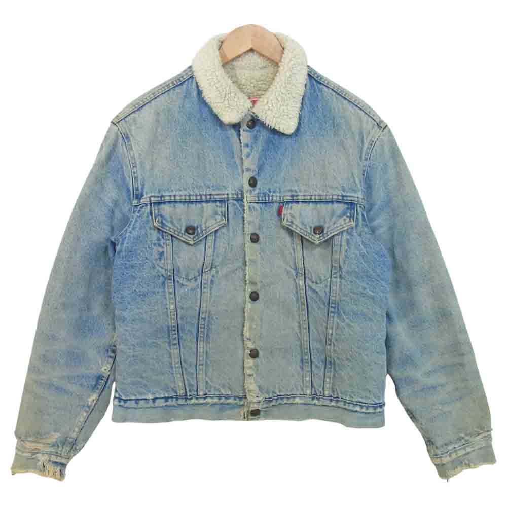 Levi's リーバイス 70s ボア デニム ジャケット USA製 デニムジャケット ダメージ ブルー系 42【中古】