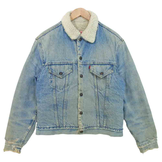 Levi's リーバイス 70s ボア デニム ジャケット USA製 デニムジャケット ダメージ ブルー系 42【中古】