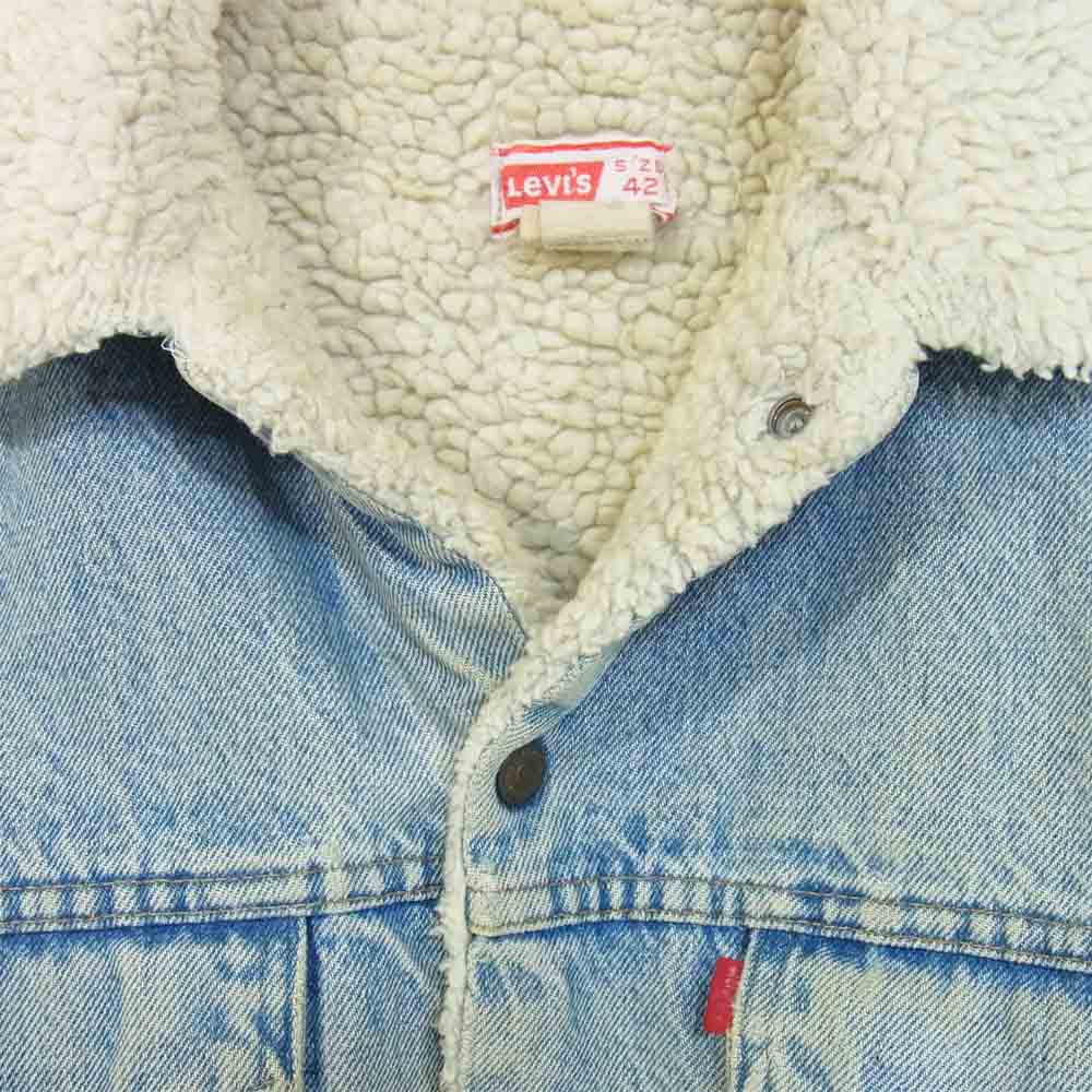 Levi's リーバイス 70s ボア デニム ジャケット USA製 デニムジャケット ダメージ ブルー系 42【中古】