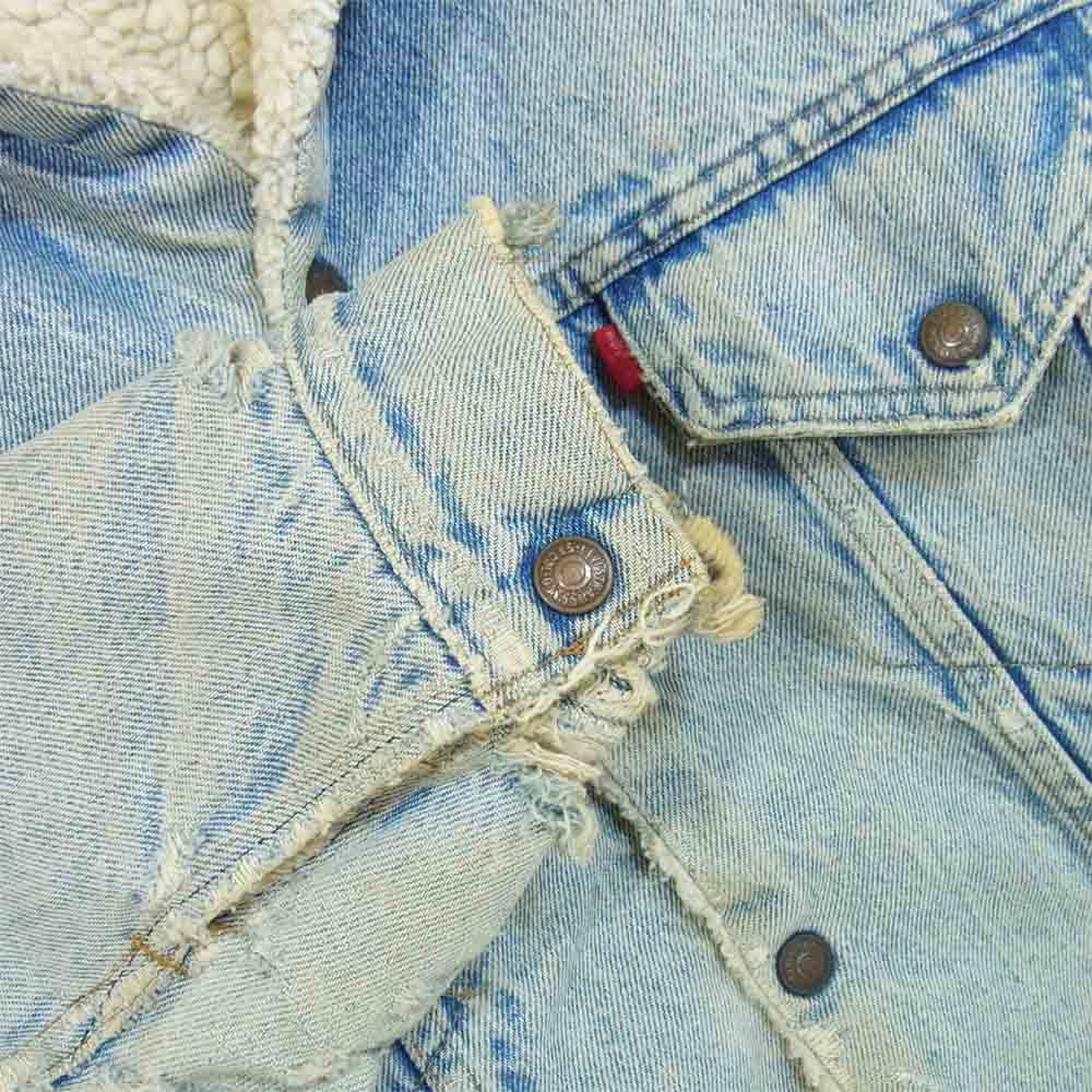 Levi's リーバイス 70s ボア デニム ジャケット USA製 デニムジャケット ダメージ ブルー系 42【中古】