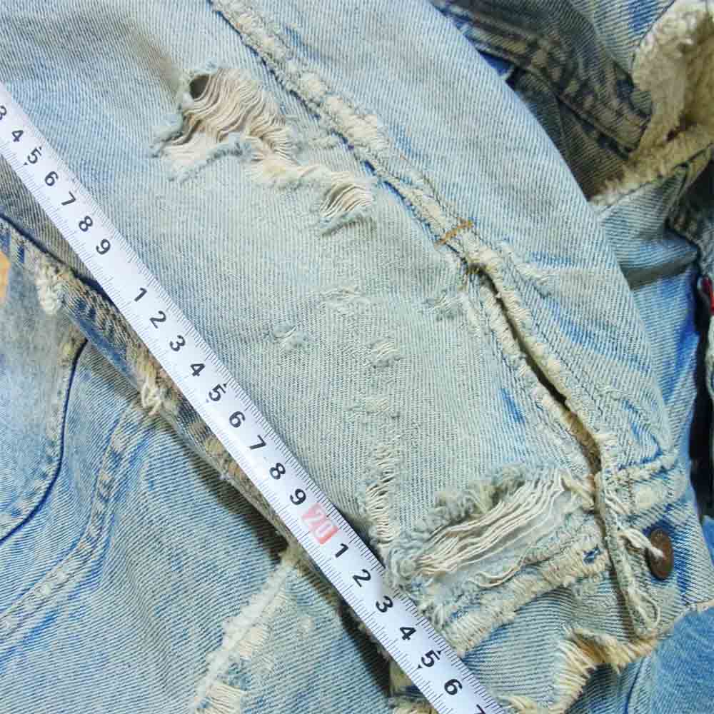 Levi's リーバイス 70s ボア デニム ジャケット USA製 デニムジャケット ダメージ ブルー系 42【中古】